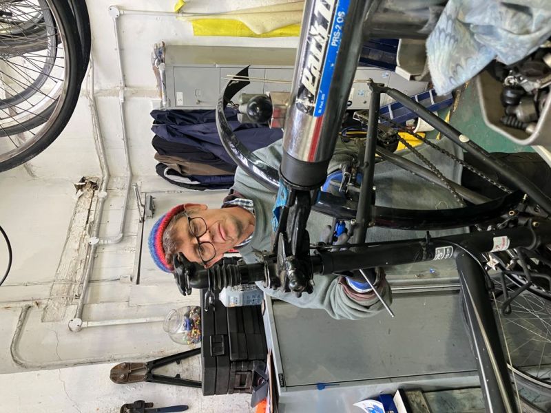 Richard Edwards working at the Julian House Bike Workshop in 2025